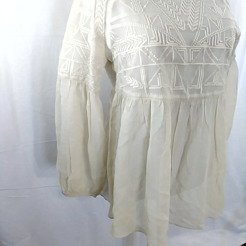 Sundance silk boho peasant blouse medium - Picture 3 of 6